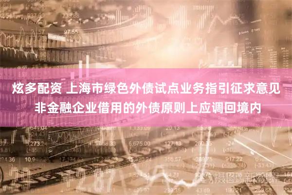 炫多配资 上海市绿色外债试点业务指引征求意见 非金融企业借用的外债原则上应调回境内